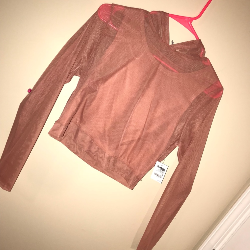 Long sleeve mesh crop top